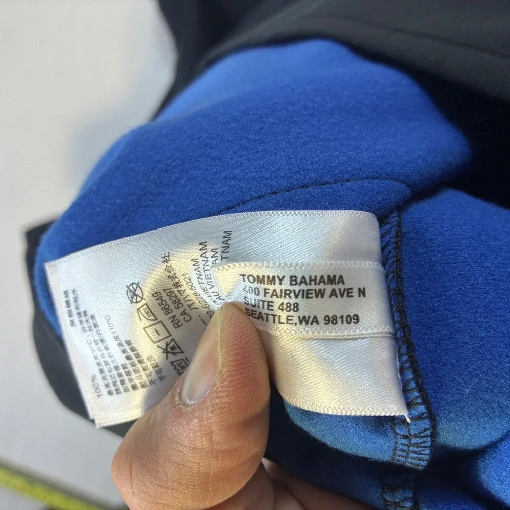 Tommy‎ Bahama Jacket Mens XL Black Blue Fleece Lined Softshell Full Zip